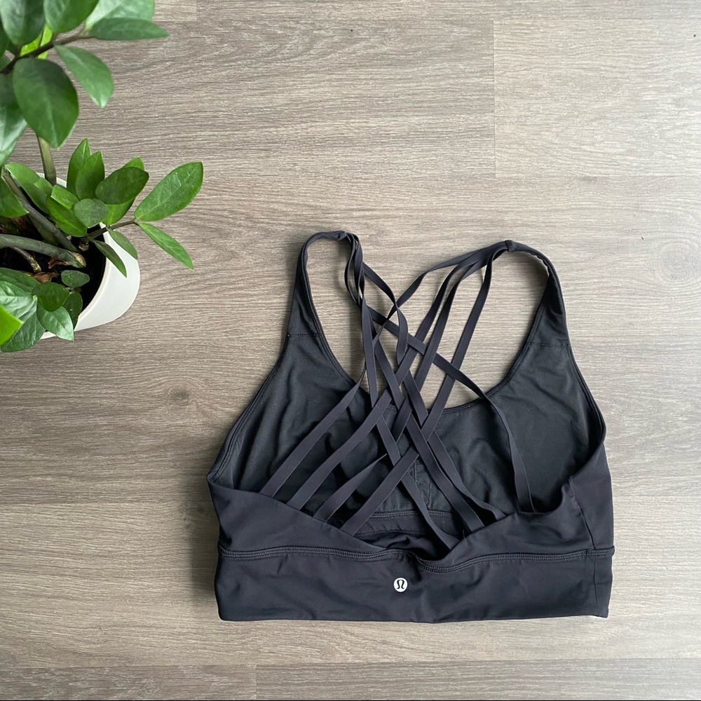 Lululemon Black Cross-Back Long-Line Unpadded Bra - Size 12